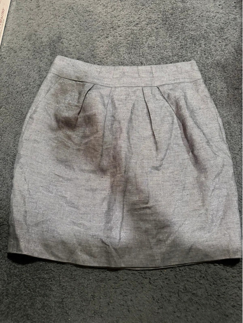 Silver Metallic Shimmer Pleated Mini Skirt with Pockets 10P